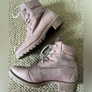 Girls MIA Gliterry pink Everly K-Rose boots, Size 2